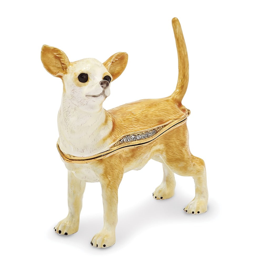 Pewter Enamel Chihuahua Trinket Box