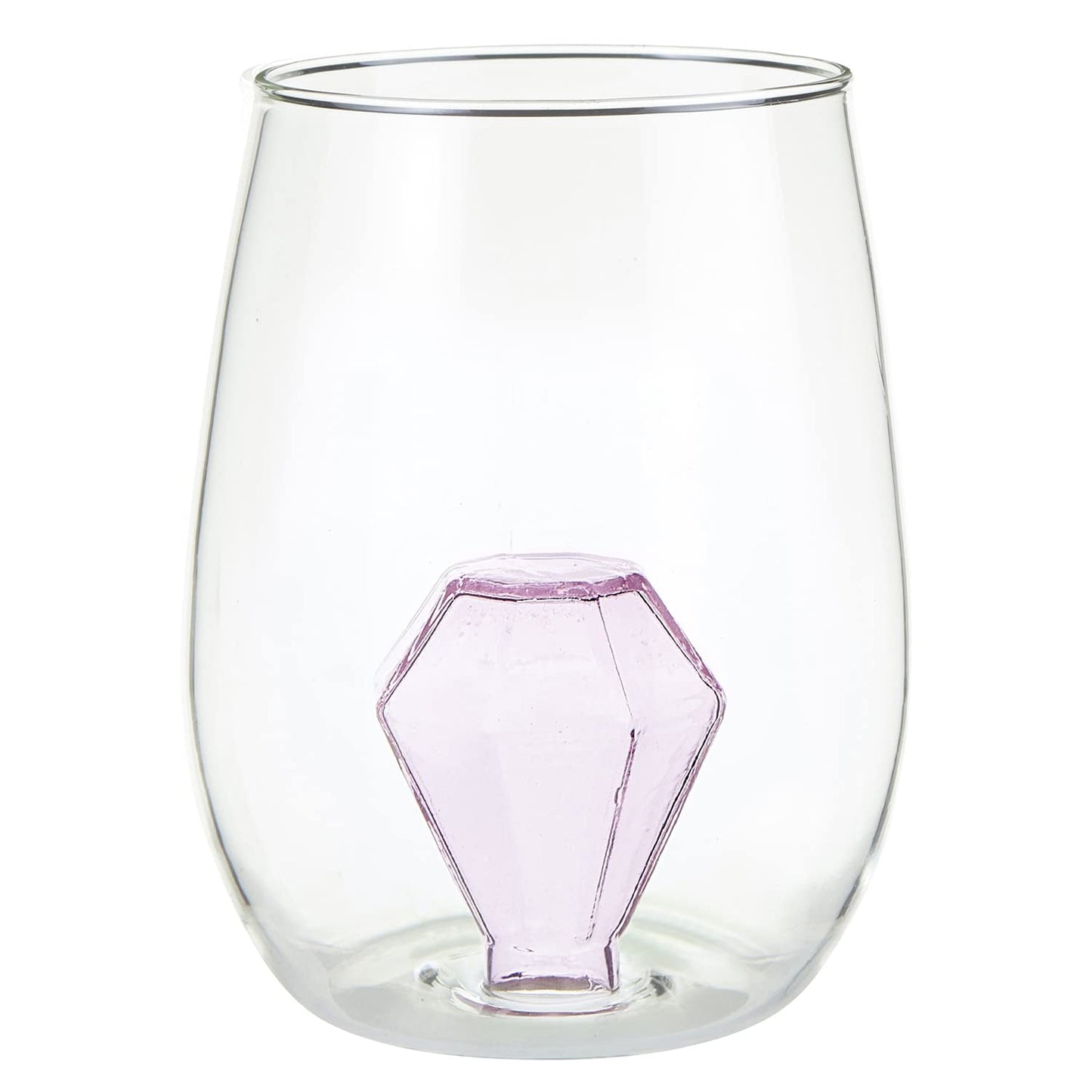 Slant Collections Stemless Wine Glass With Figurine, 16-Ounce, Diamond