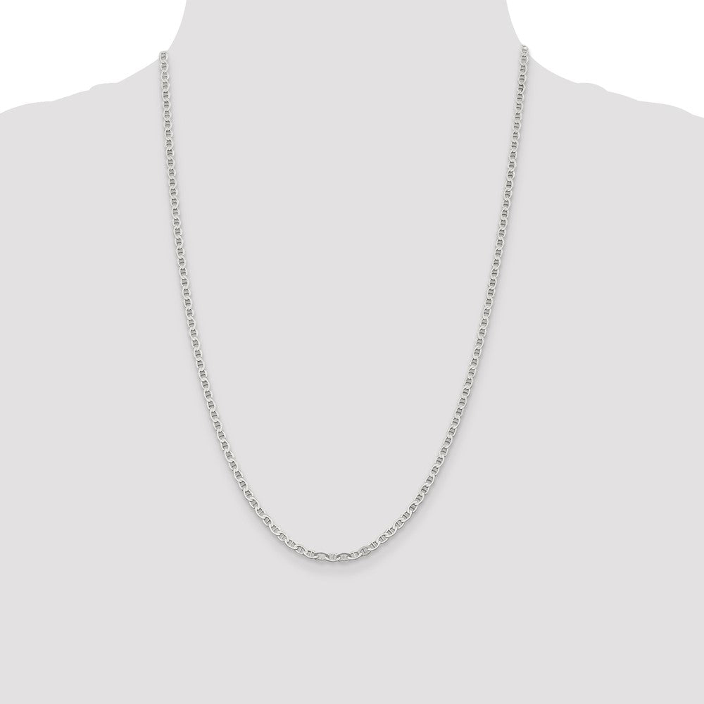 Sterling Silver 3.1mm Flat Anchor Chain 24 Inches