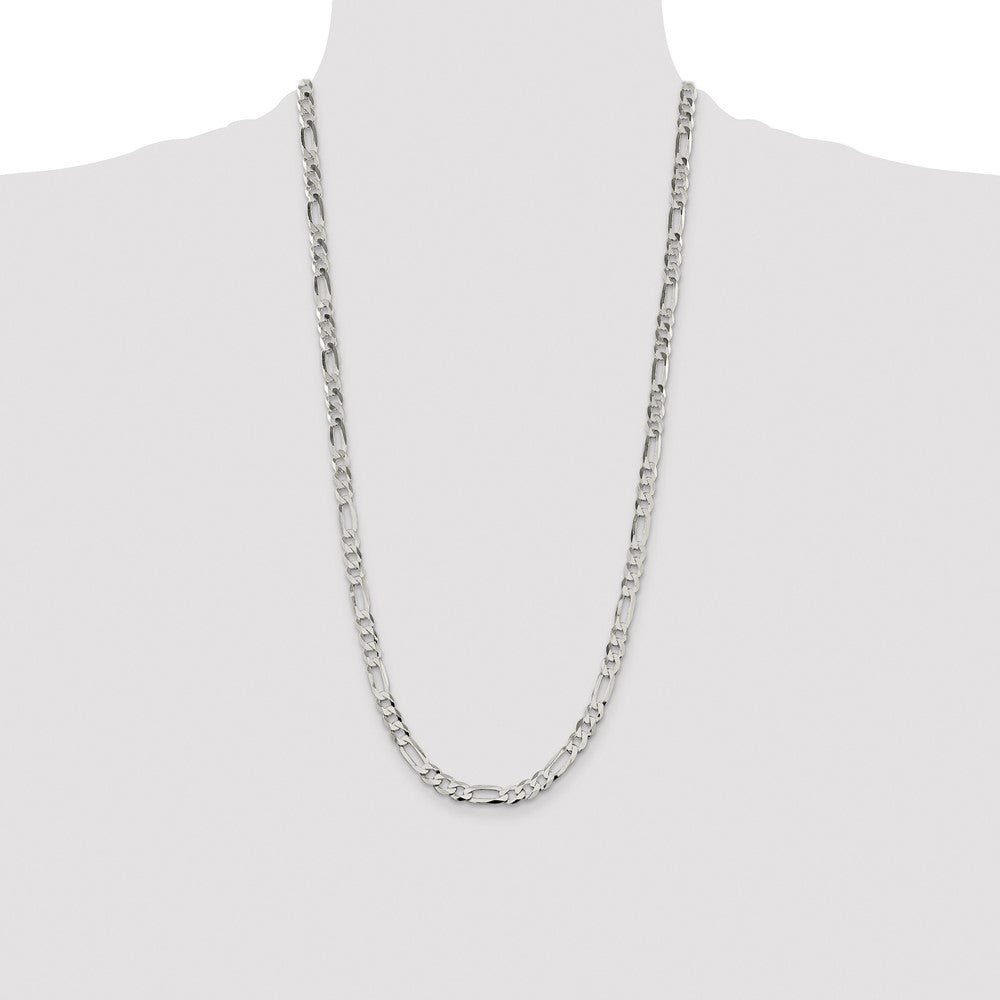 Sterling Silver 7.0mm Lightweight Flat Figaro Chain 28 Inches