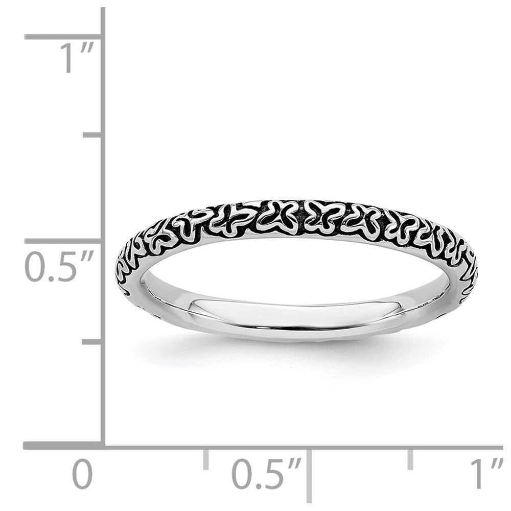 Sterling Silver Stackable Expressions Antiqued Ring Size -8