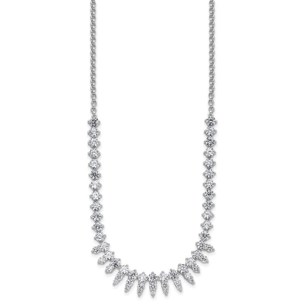 Cheryl M Sterling Silver Rhodium-plated Polished Fancy CZ Necklace 18 Inches