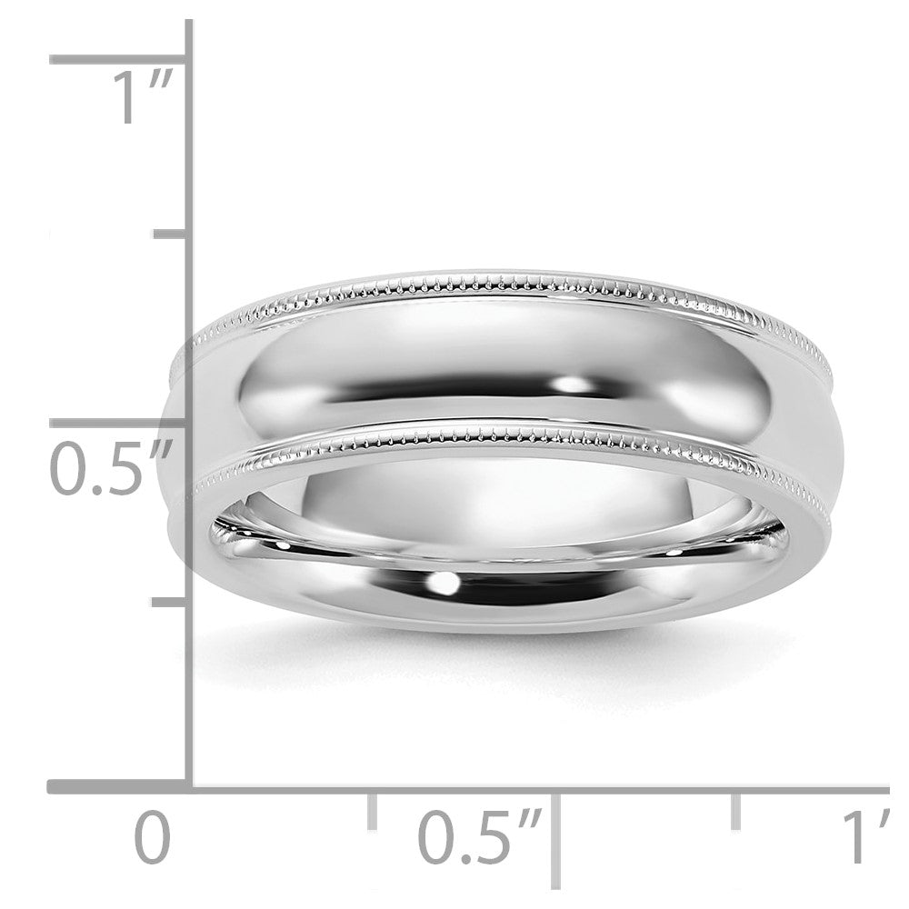 Sterling Silver Rhodium-plated 6mm Comfort Fit Milgrain Size 13.5 Band