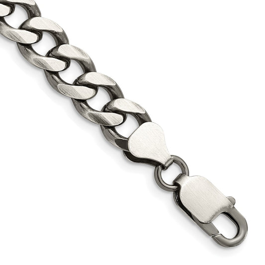 Sterling Silver Antiqued 7.5mm Curb Chain 8 inches