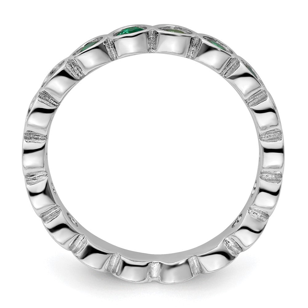 Sterling Silver Stackable Expressions Created Emerald Ring Size -8