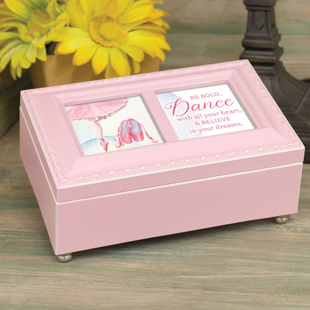 Dance Petite Pink Velvet Lining Music Box (Plays Unchained Melody)