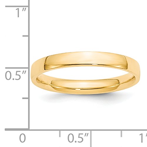 14k Yellow Gold 3mm Lightweight Comfort Fit Wedding Band Size 6.5