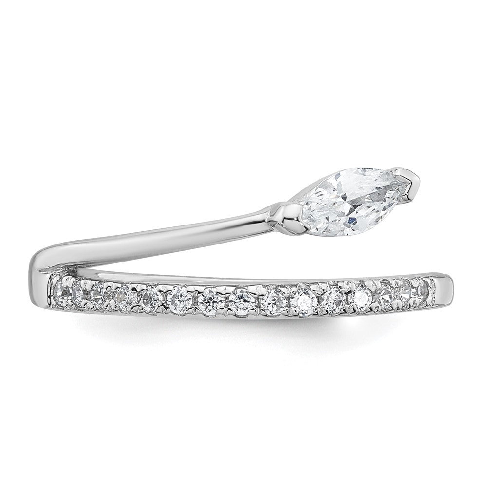 Sterling Silver Rhodium-plated Polished Fancy Marquise and Round CZ Size 8 Ring