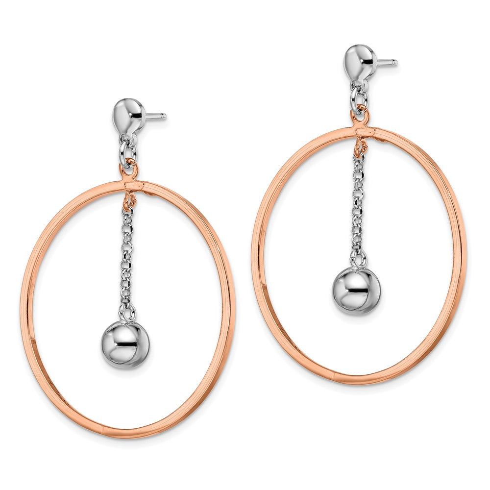 Sterling Silver Rhodium-plated & Rose gold-plated Circle Post Earrings