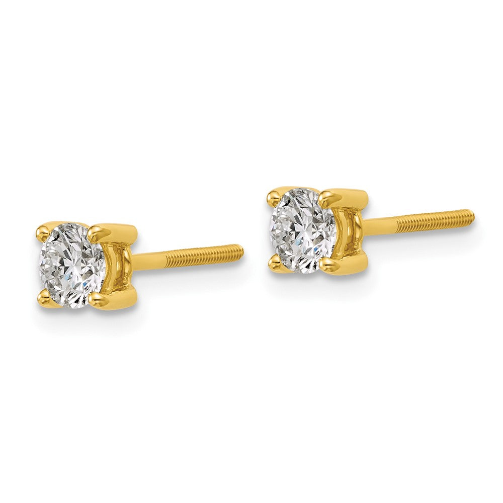 14k Yellow Gold 3/4 ctw Certified Lab Grown Diamond VS/SI+ G+ Round 4 Prong Heavy Wt. Screwback Stud Earrings