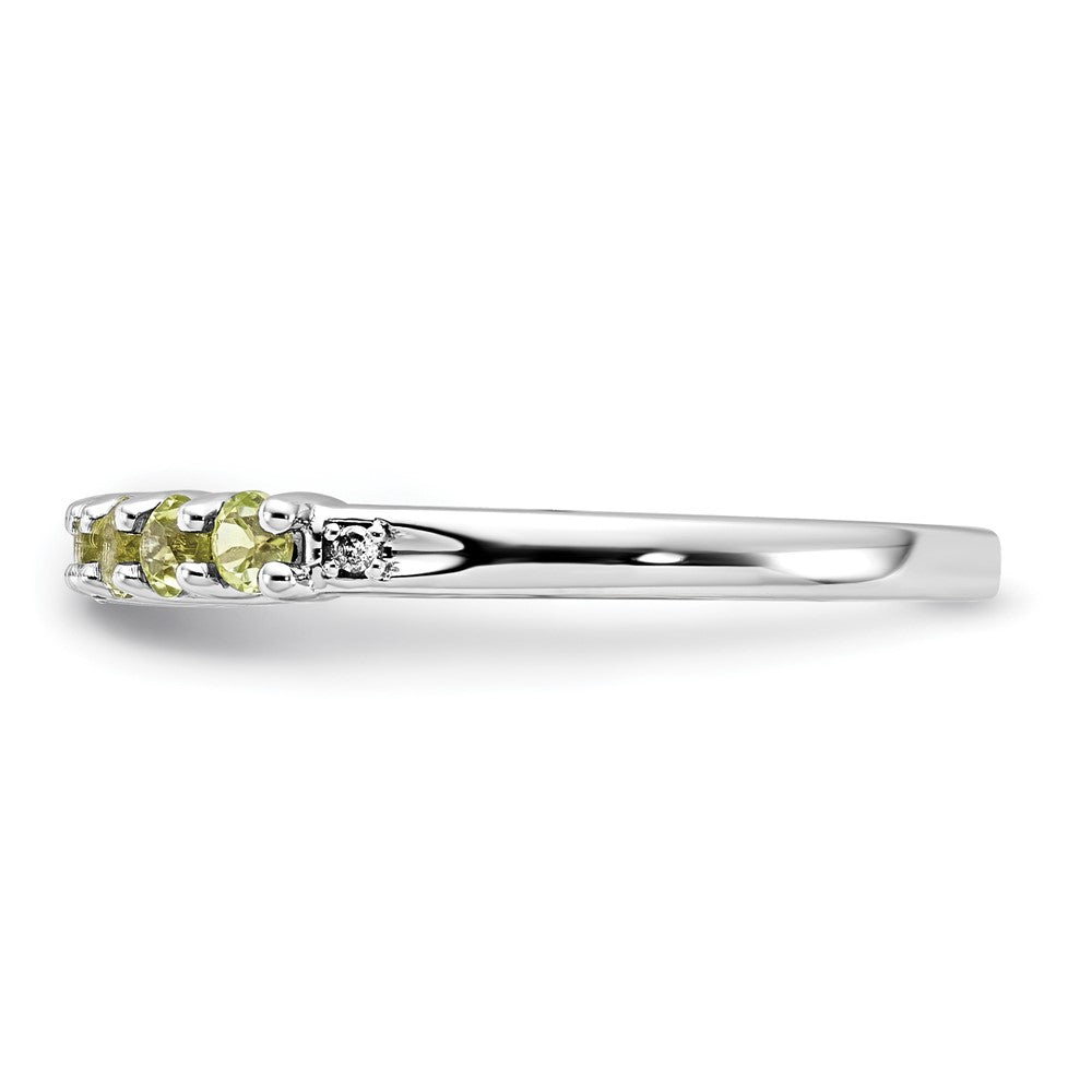 10K White Gold Polished Peridot and Diamond Ring