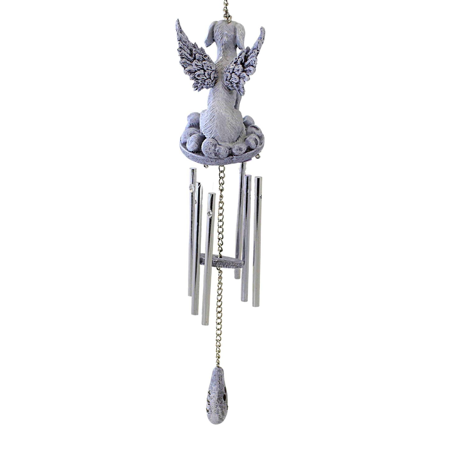 Roman Dog Memorial Windchime - One Windchime 15.5 Inch, Resin - Angel Wings Pawprints Heart 16051