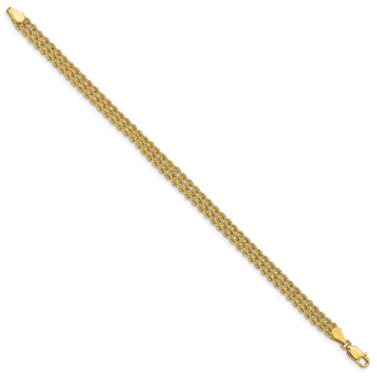 14k 5.5mm Triple Strand Rope Bracelet 8  inches