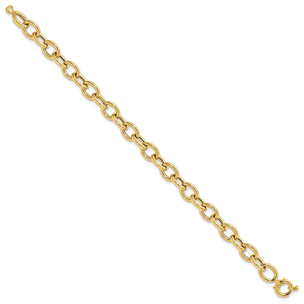 14K Polished Cable Oval Link Bracelet 7.5  inches