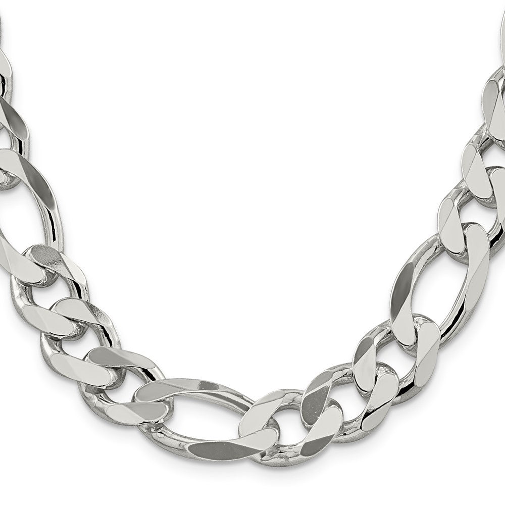 Sterling Silver 13.5mm Figaro Chain 28 Inches
