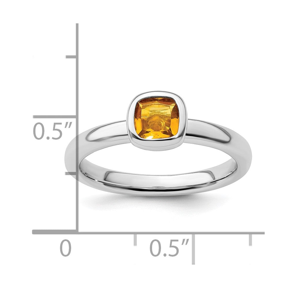 Sterling Silver Stackable Expressions Cushion Cut Citrine Ring Size -9
