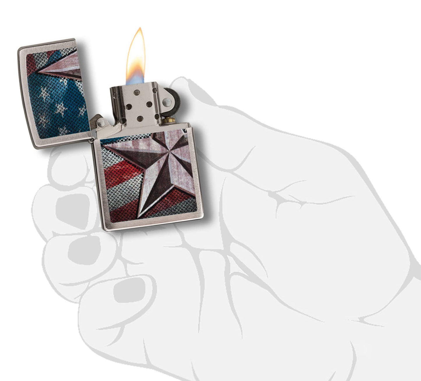 Zippo Retro Star Brushed Chrome Windproof Pocket Lighter