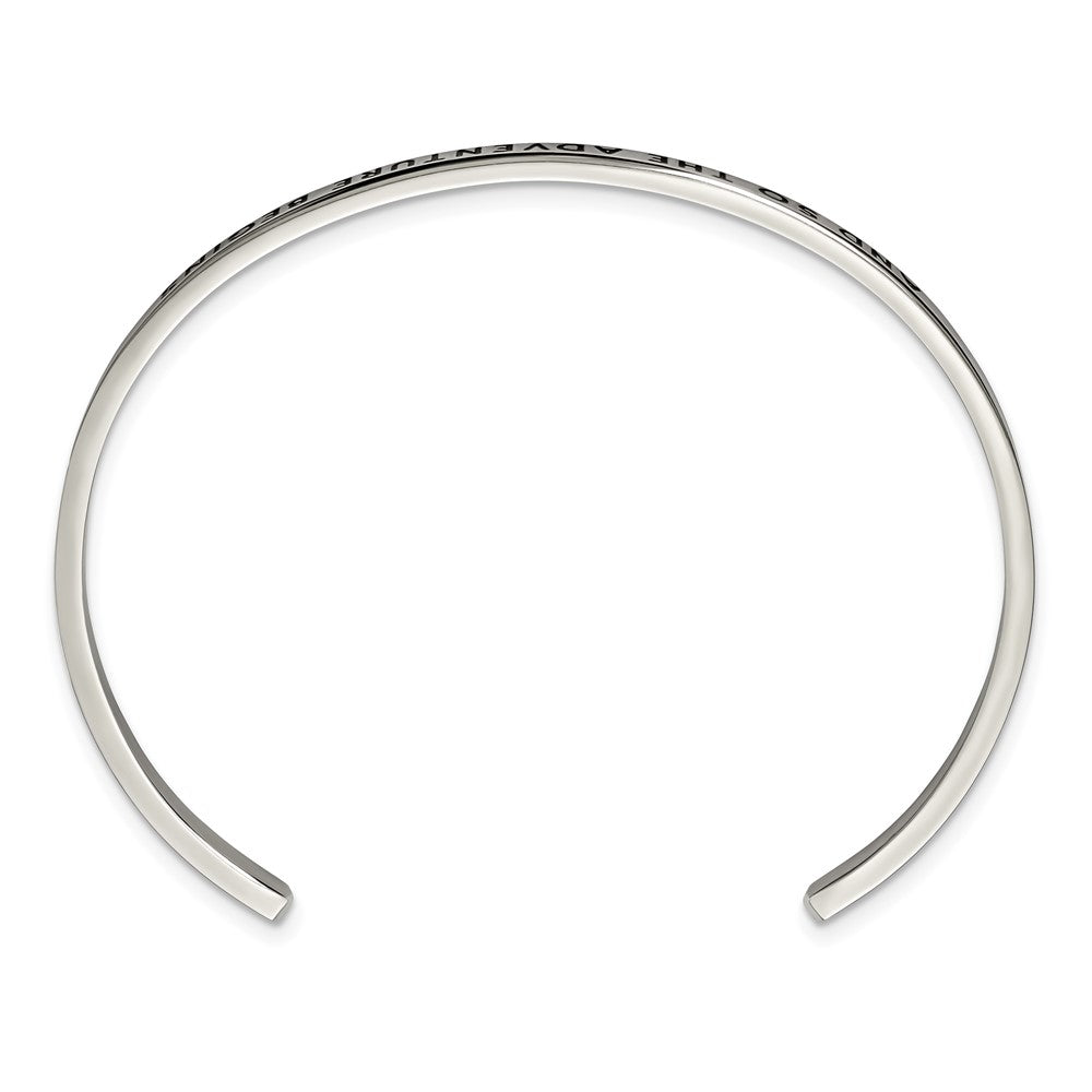 Stainless Steel Polished Enamel/Crystal ADVENTURE BEGINS 3mm Bangle 7 inches