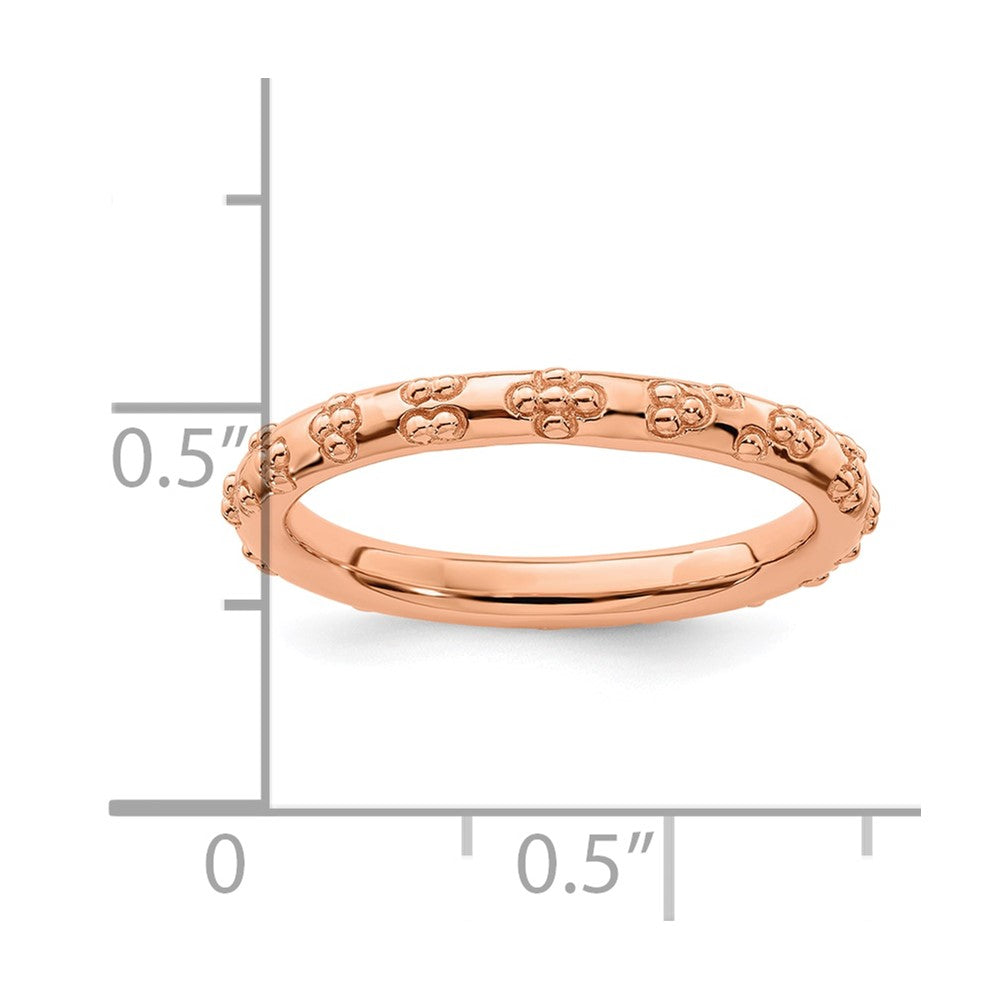Sterling Silver Stackable Expressions Pink-plated Textured Ring Size -10