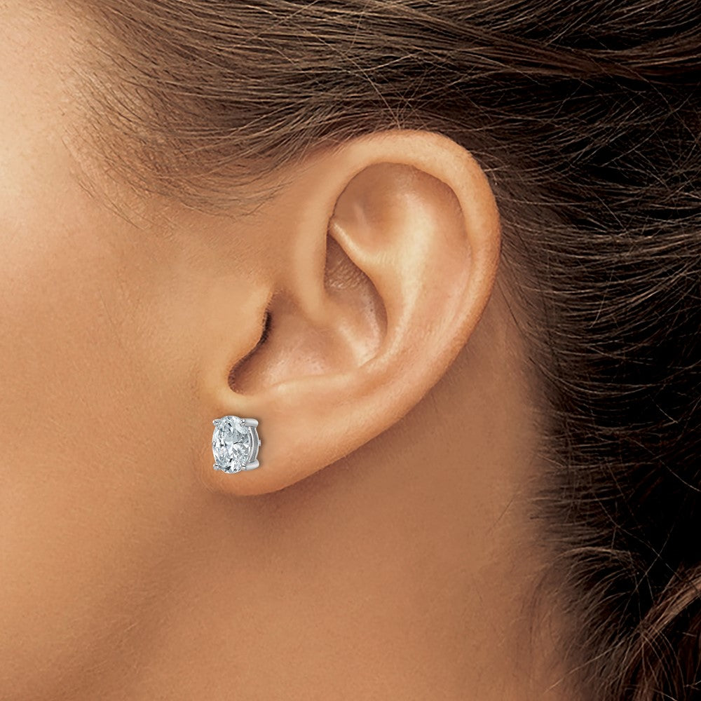 14k White Gold 2 ctw Certified Lab Grown Diamond VS+ F+ Oval 4 Prong Heavy Wt. Stud Earrings