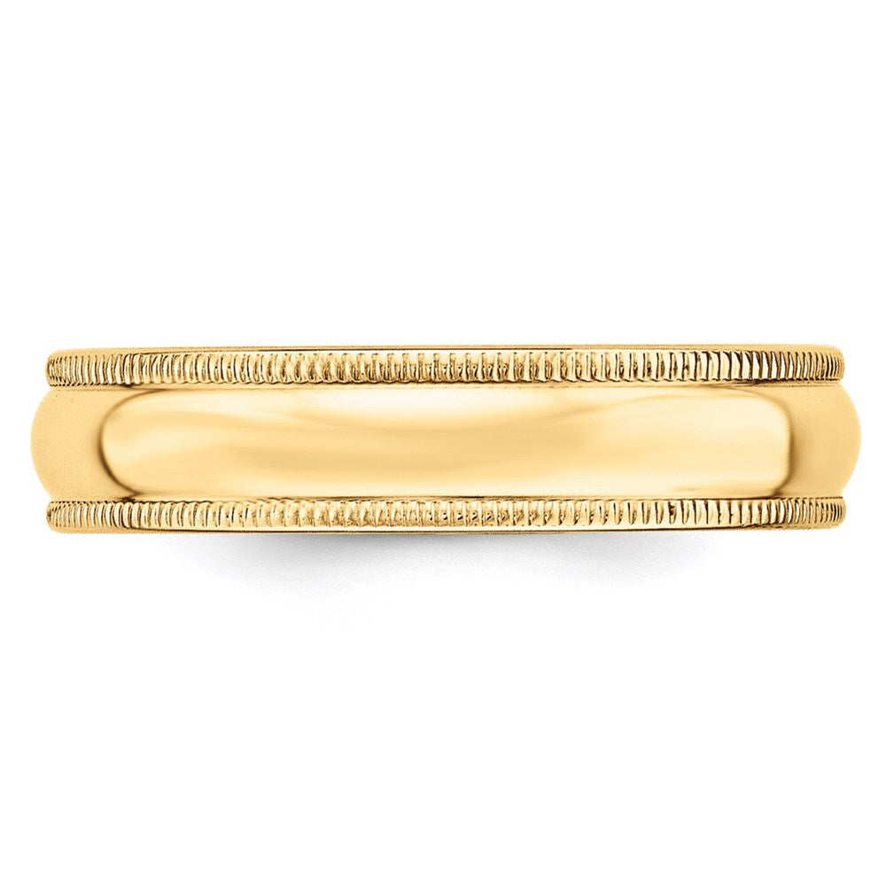 14k Yellow Gold 5mm Milgrain Half Round Wedding Band Size 5