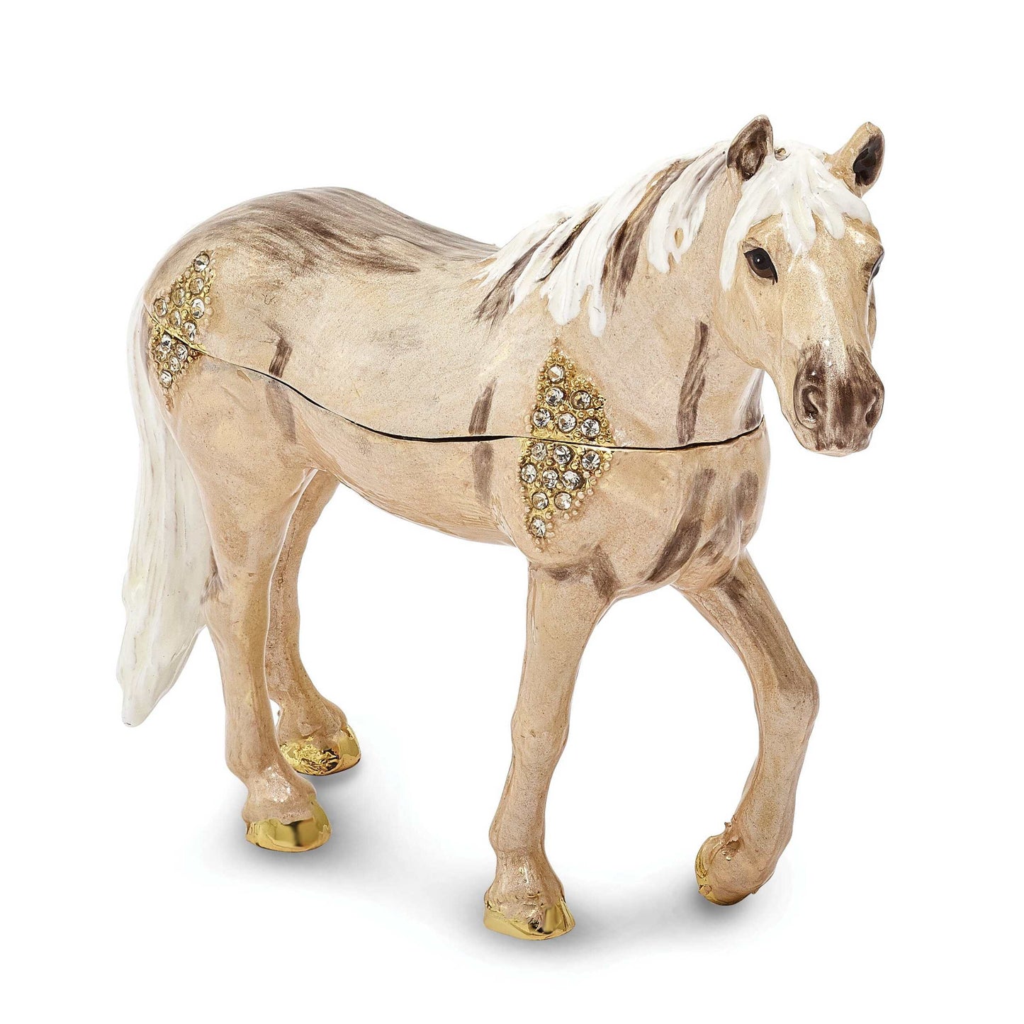 Bejeweled Wild Pony Champagne Trinket Box with Charm Pendant