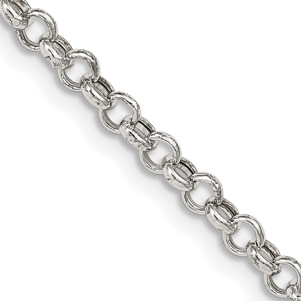 Sterling Silver 3mm Semi-solid Rolo Chain 24 Inches