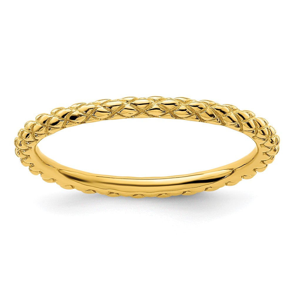 Sterling Silver Stackable Expressions Gold-plated Criss-cross Ring Size -6
