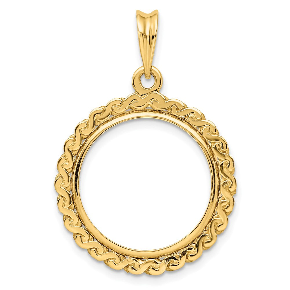 Wideband Distinguished Coin Jewelry 14k Polished S Chain 17.8mm Prong Coin Bezel Pendant