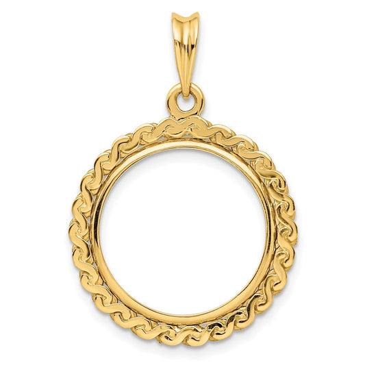 Wideband Distinguished Coin Jewelry 14k Polished S Chain 17.8mm Prong Coin Bezel Pendant