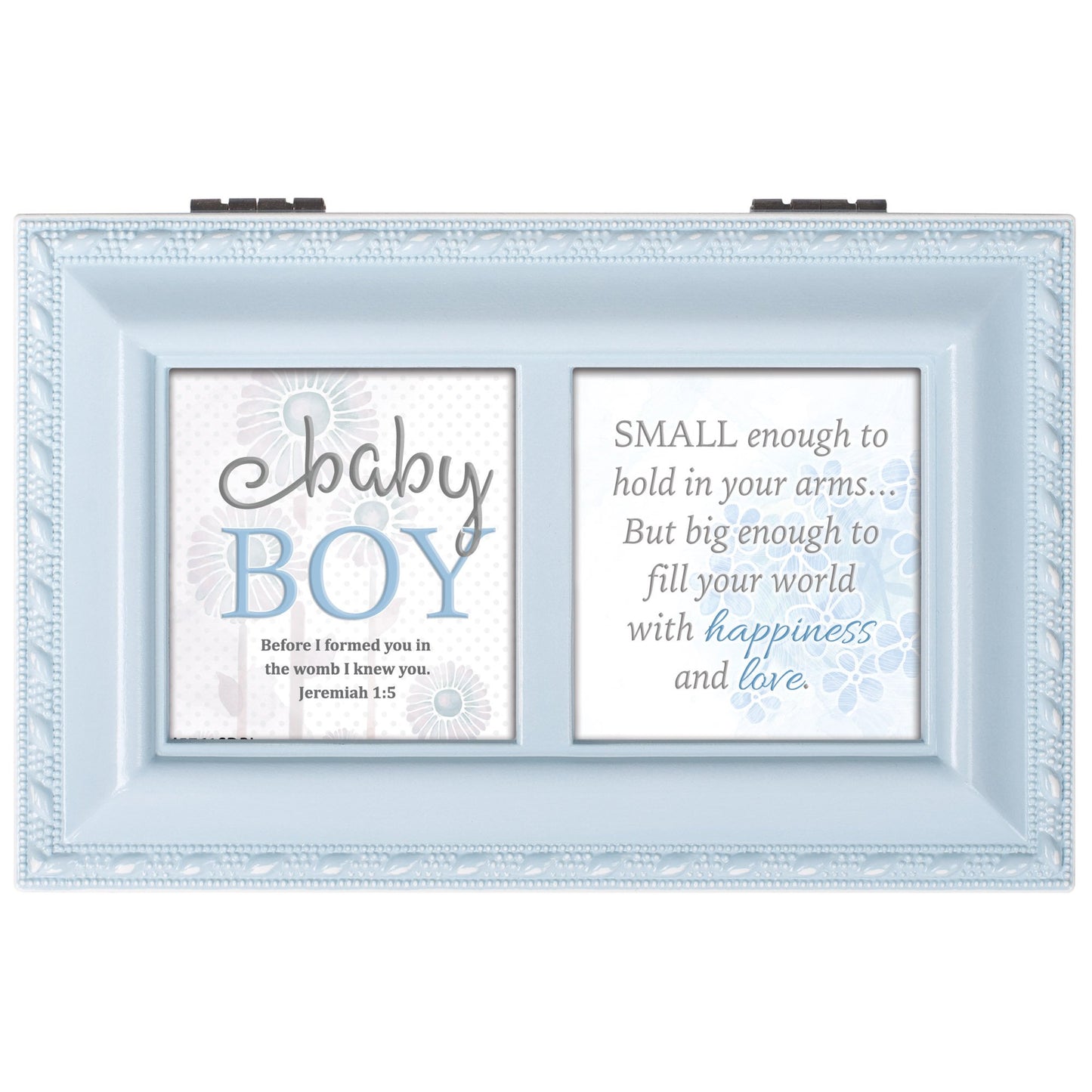 Treasured Wishes Baby Blue Baby Boy Resin Music Box: JESUS LOVES ME QGM22883