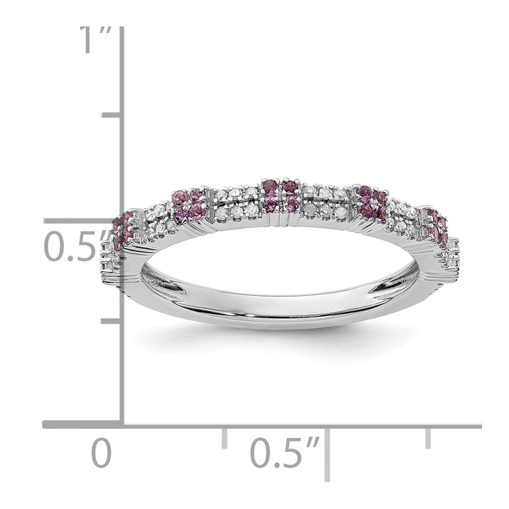 Sterling Silver Stackable Expressions Amethyst & Diamond Ring Size -10