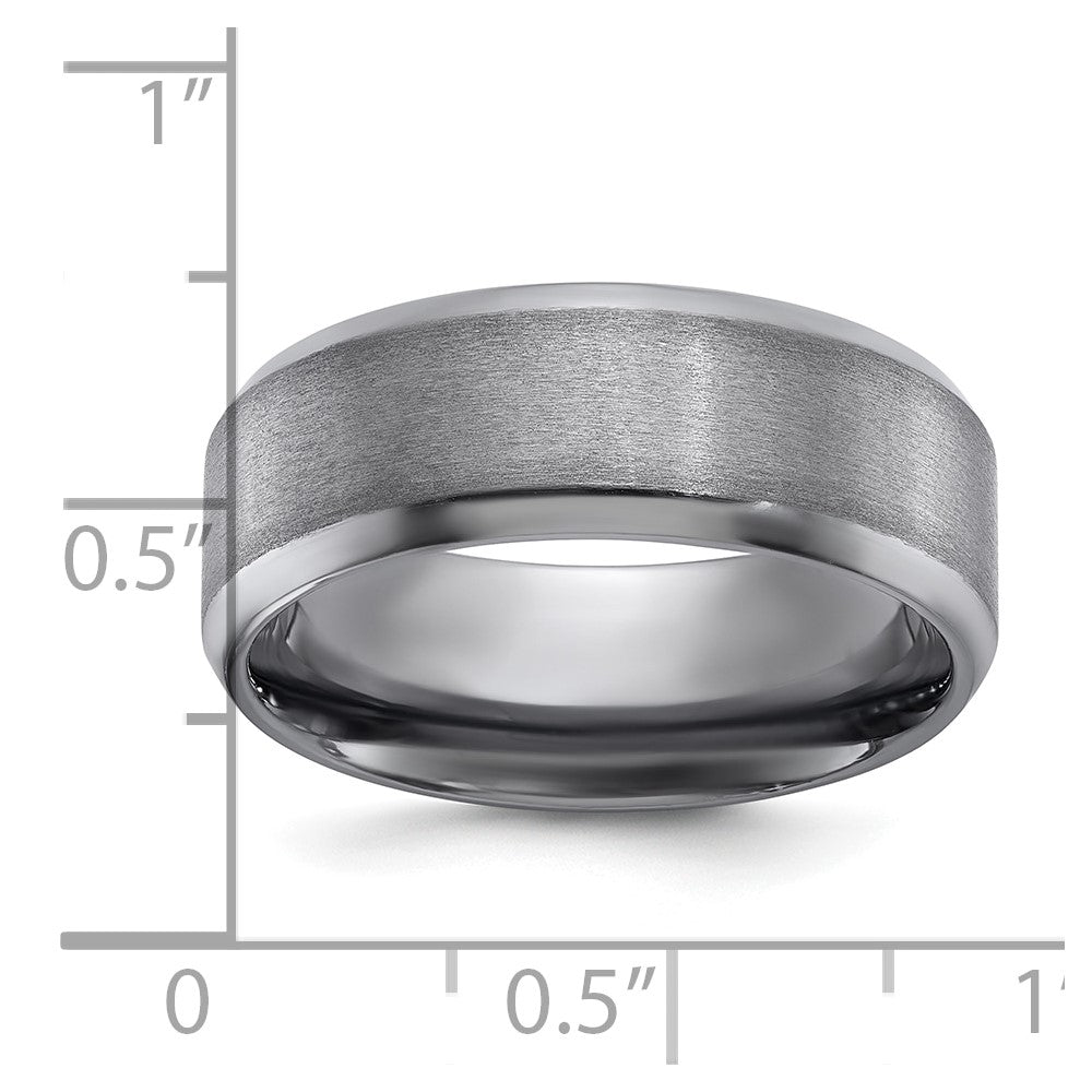 Chisel Tantalum Brushed and Polished 8mm Beveled Edge Band Size - 11.5