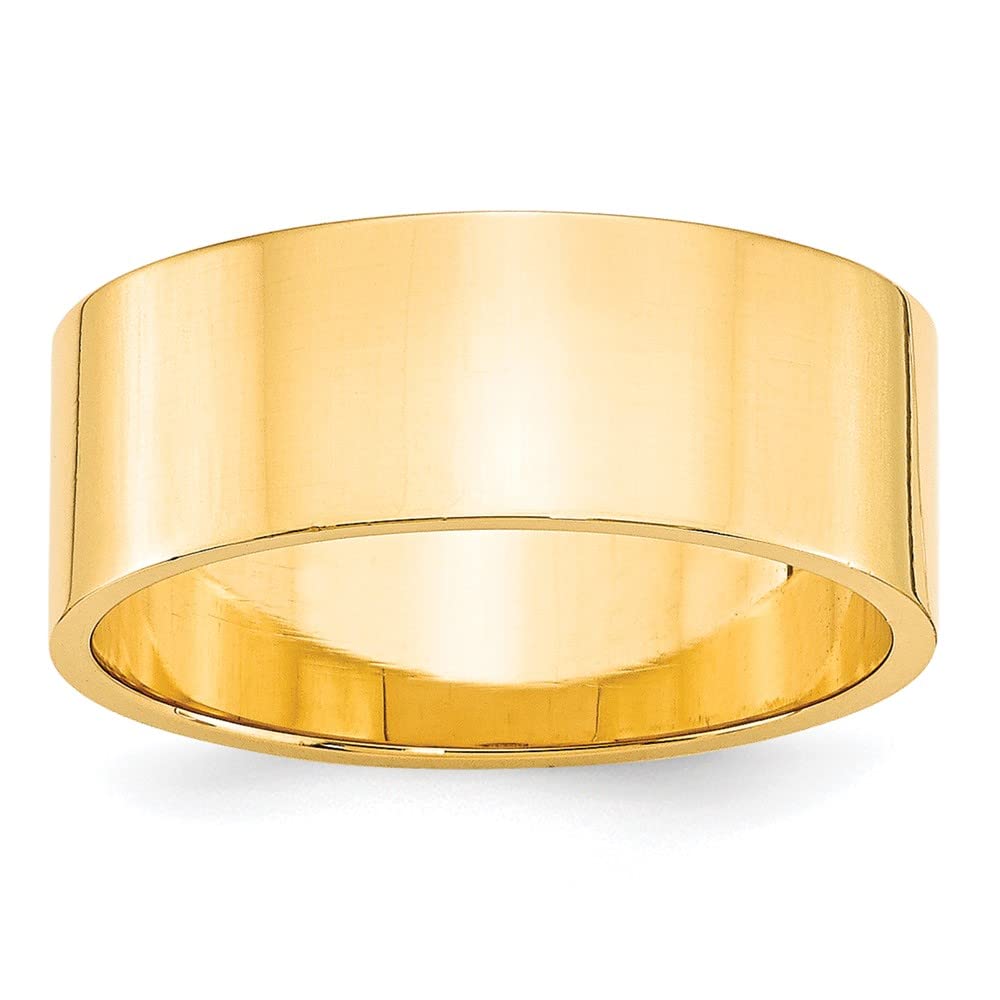 10k Yellow Gold 8mm Lightweight Flat Wedding Band Size 8.5