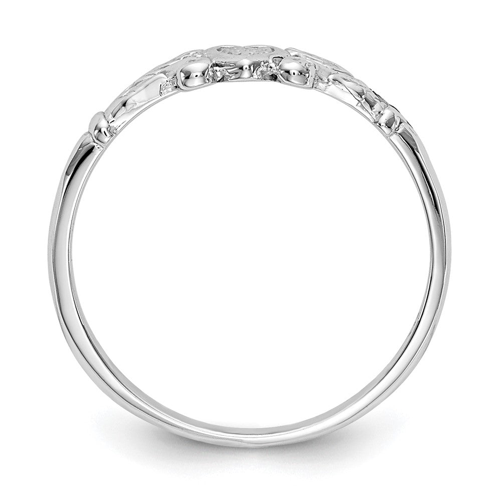 14K White Gold Textured Mini Heart Baby Ring Size 1