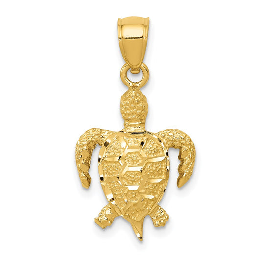 14K Turtle Pendant Yellow Gold