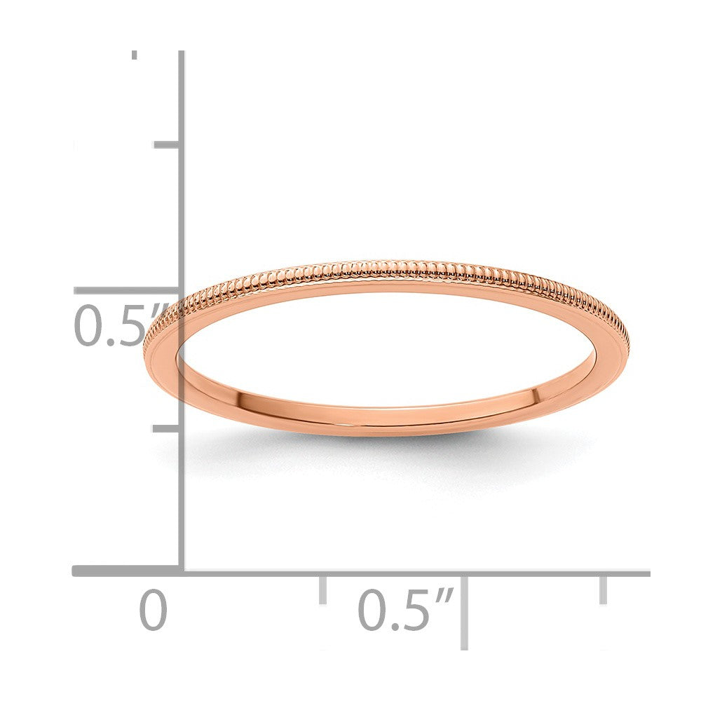 10K Rose Gold 1.2mm Milgrain Stackable Band Size 6.5