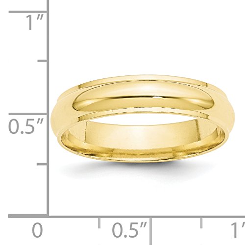 10k Yellow Gold 5mm Half Round with Edge Wedding Band Size 8