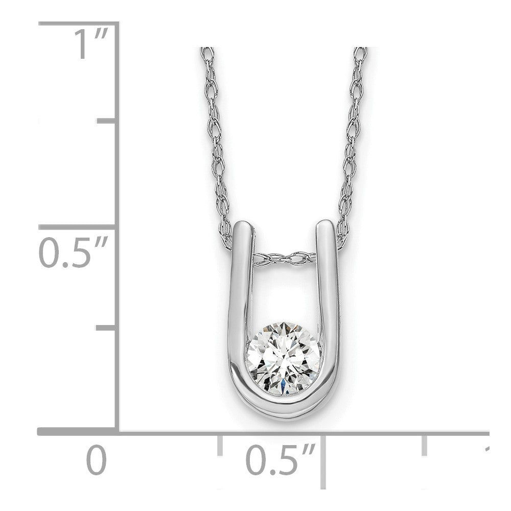 14k White Gold 1/3 carat Lab Grown Diamond VS/SI+ G+ 18 inch U-Shape Pendant Necklace