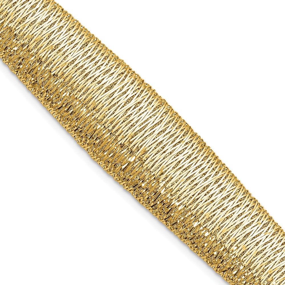 14K Polished Woven Graduated Dome Bracelet 7.5  inches