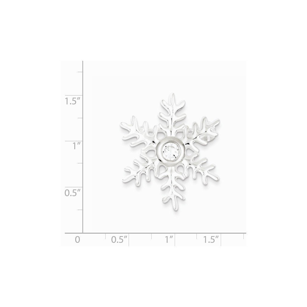 Sterling Silver CZ Snowflake Pin