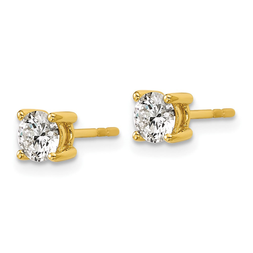 14k Yellow Gold 7/8 ctw Lab Grown Diamond VS+ F+ Round 4 Prong Heavy Wt. Stud Earrings