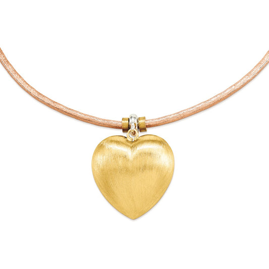 Sterling Silver Gold plated heart on round 18 in neck