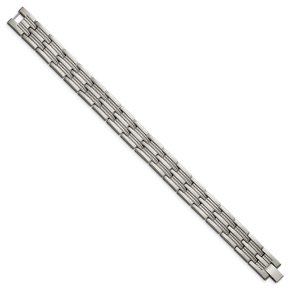 Titanium Polished and Textured 8.5in Link Bracelet 8.5 inches