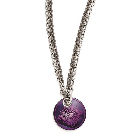 Edward Mirell Black Ti Pink Anodized & Sterling Silver w/ 2in ext Necklac