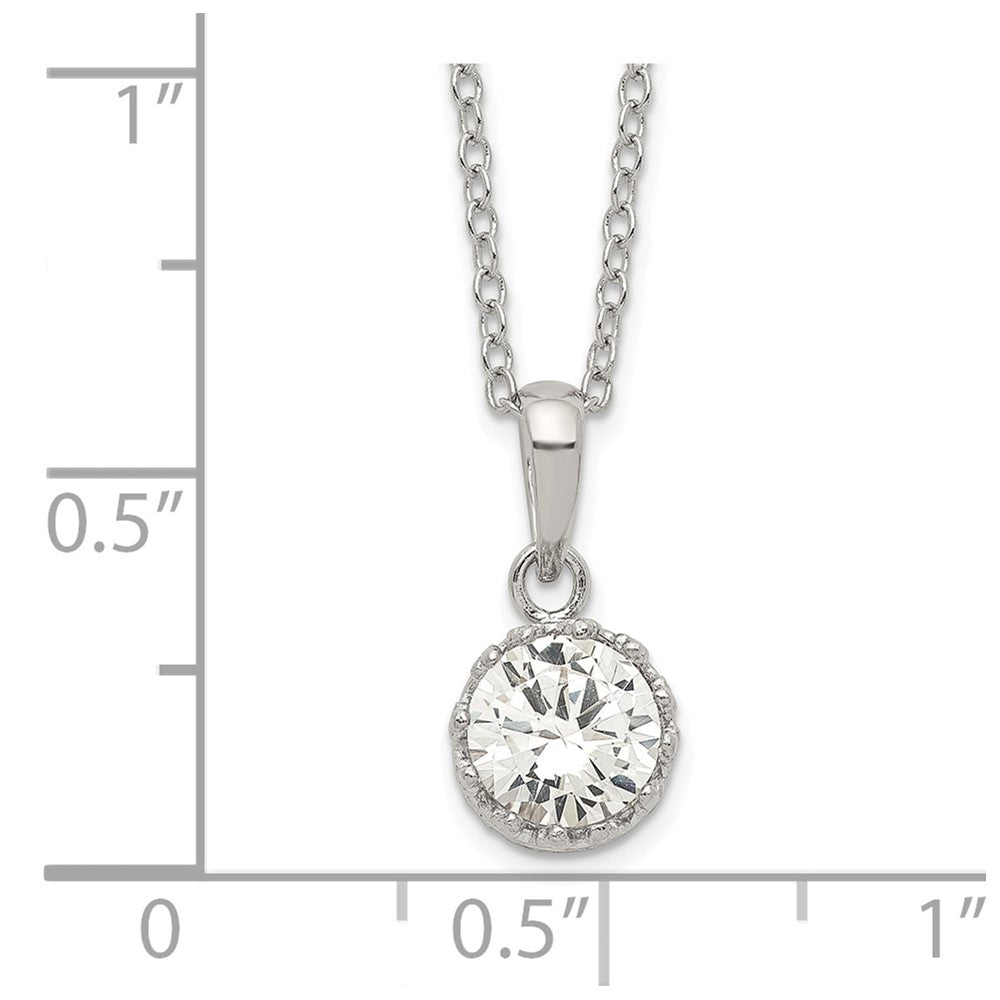 Sterling Silver Rhodium-plated Polished CZ Necklace 18 Inches