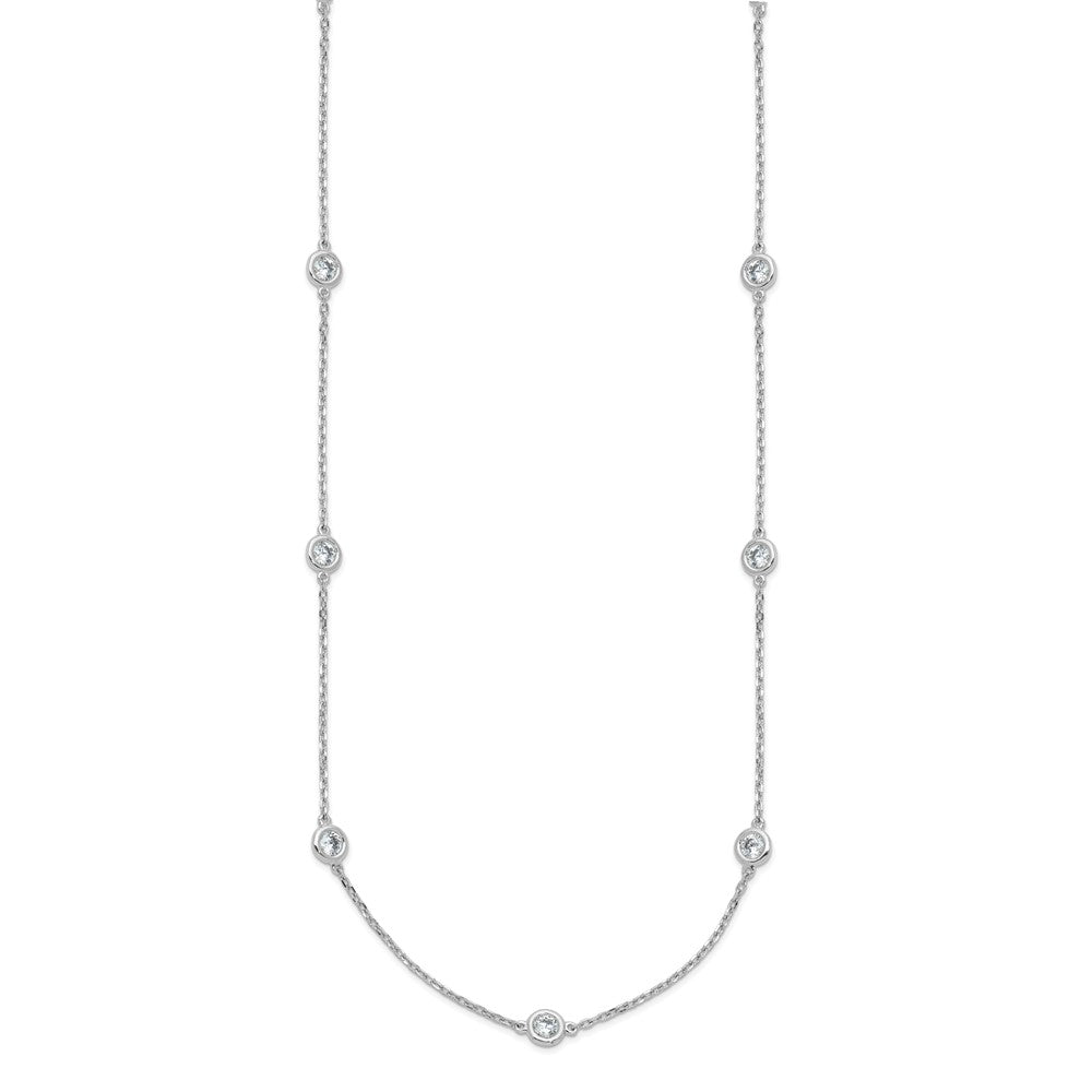 Sterling Shimmer Sterling Silver Rhodium-plated 3mm CZ 12 Stone 12 Station 16 inch with 2 inch Extension Necklace 16 Inches