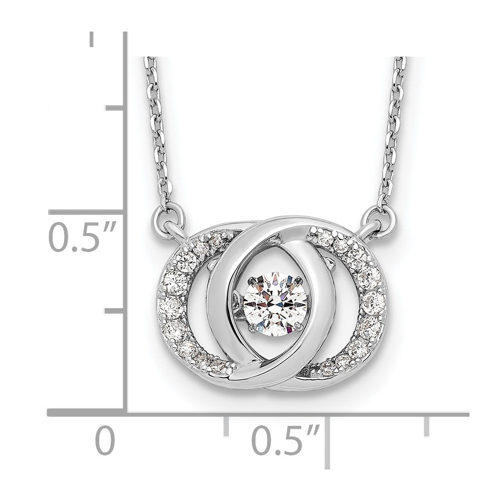 Sterling Silver Platinum-plate CZ w/two 1in ext. Necklace 15.5 Inches