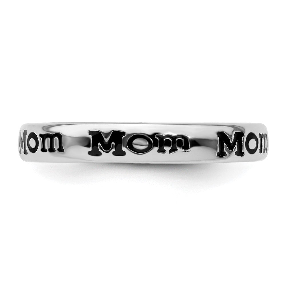 Sterling Silver Stackable Expressions Polished Enameled Mom Ring Size -7