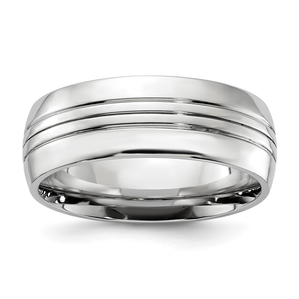 Cobalt Polished Grooved 8mm Band Size - 8.5